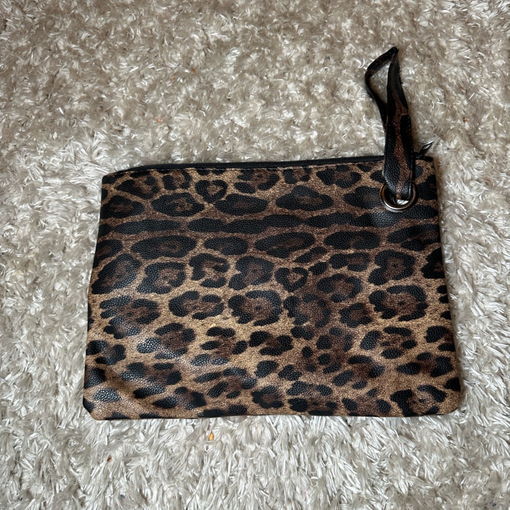Leopard Print Wristlet Clutch